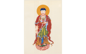 黃底圓滿佛像佛卡精選圖片